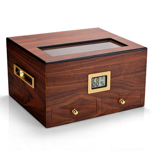 Two Drawer Cedarwood Cabinet Humidor with Digital Hygrometer