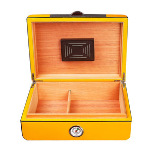 Yellow Travel Humidor with Hygrometer Humidifier