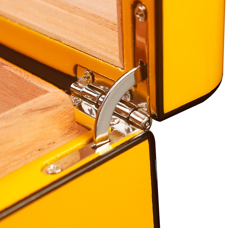 Yellow Travel Humidor with Hygrometer Humidifier