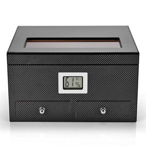 Two Drawer Cedarwood Cabinet Humidor with Digital Hygrometer