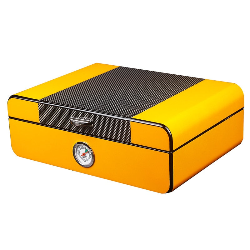 Yellow Travel Humidor with Hygrometer Humidifier