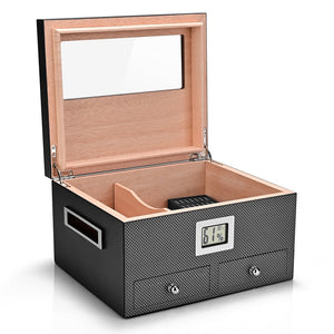 Two Drawer Cedarwood Cabinet Humidor with Digital Hygrometer