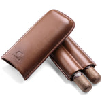 Brown Portable Travel Leather Case Holds 2