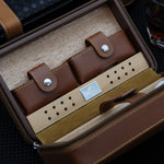 Travel Leather Cedar Wood Portable Case Holds 5