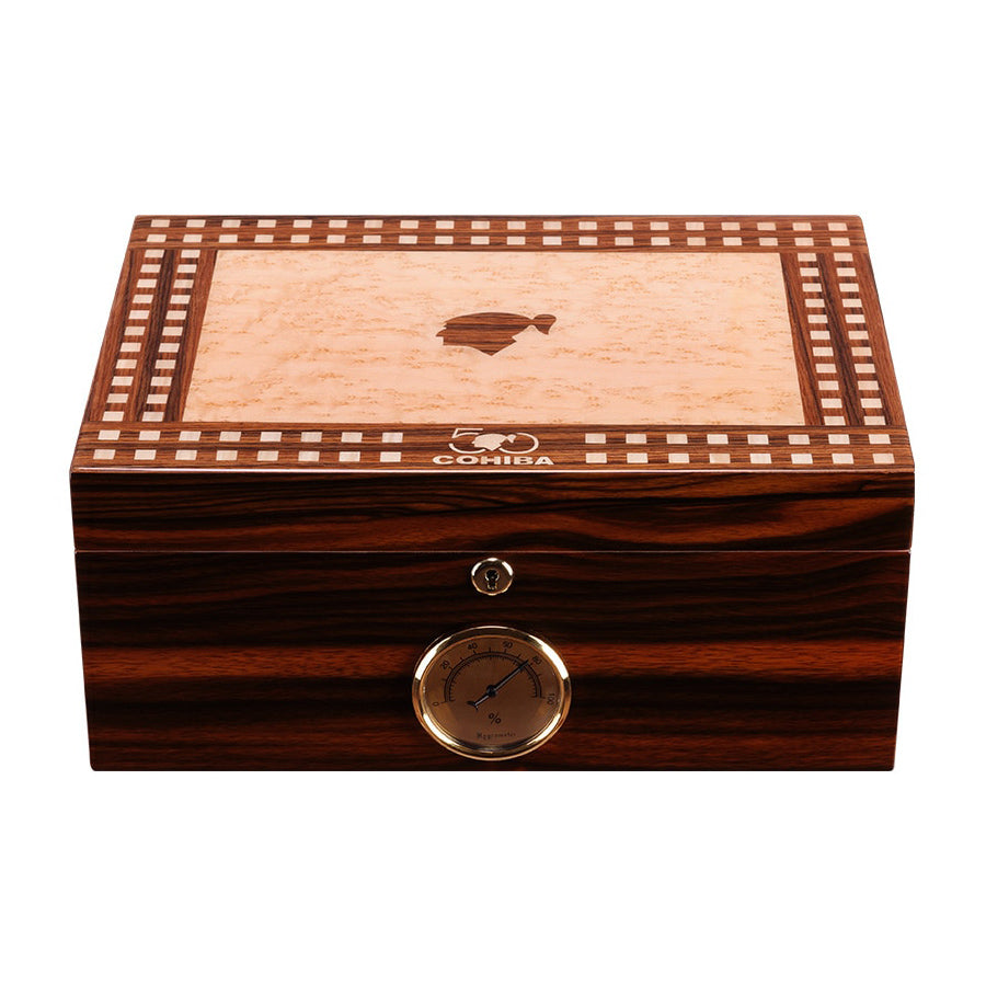 Double Layer Luxury Piano Finish Humidor with Humidifier Hygrometer