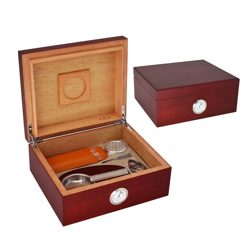 Cedar Wood Humidor Set with Cutter Ashtray Case Hygrometer Humidifier