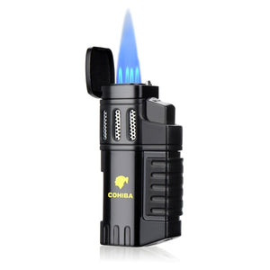 Refillable 4 Torch Lighter with Punch and Gift Box