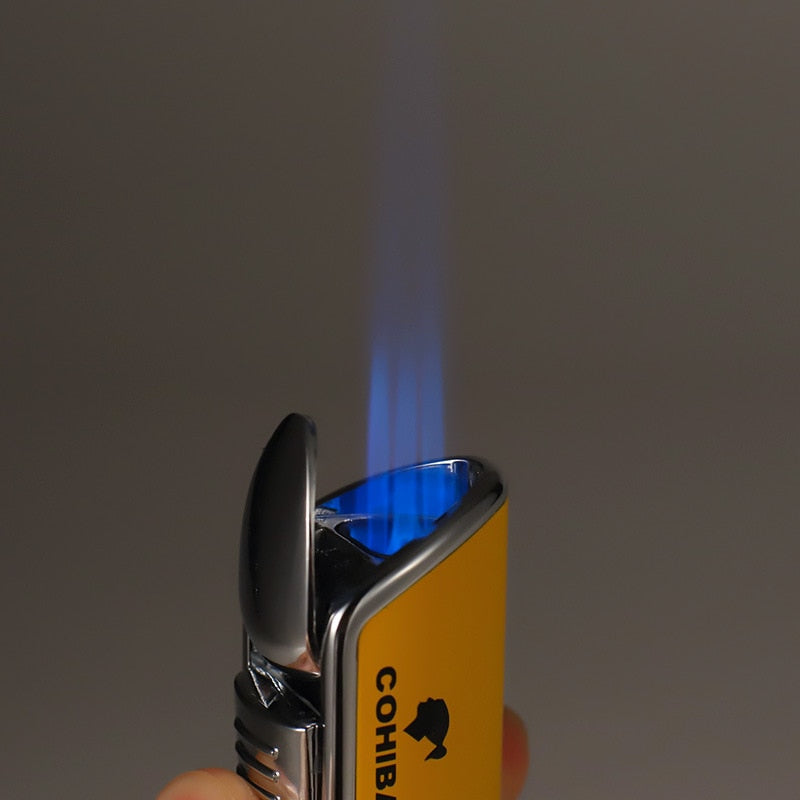 Windproof 3 Blue Torch Lighter with Punch and Gift Box