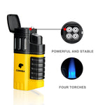 Refillable 4 Torch Lighter with Punch and Gift Box