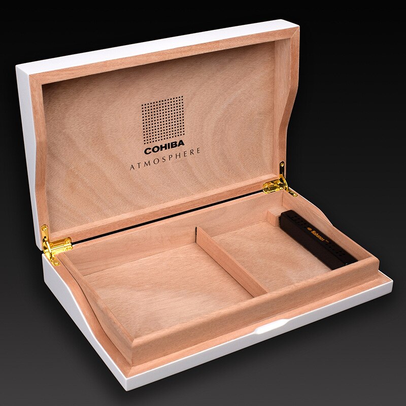 Atmosphere Solid Wood White Humidor Holds 15