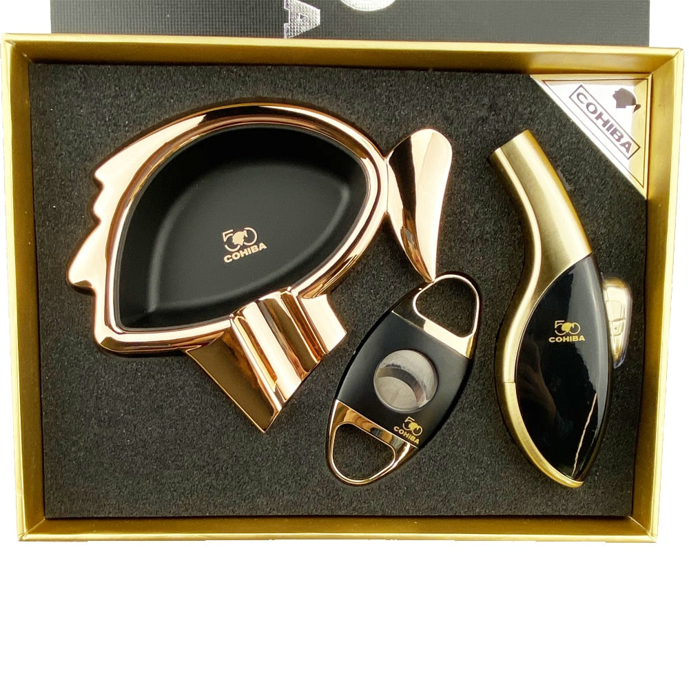 Premium Set with Lighter Ashtray and Cutter with Gift Box