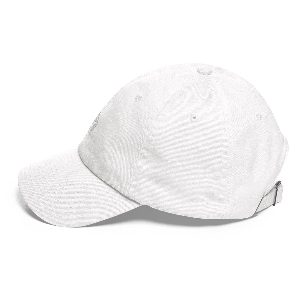 Embroidered White Candela on White Unisex Dad hat