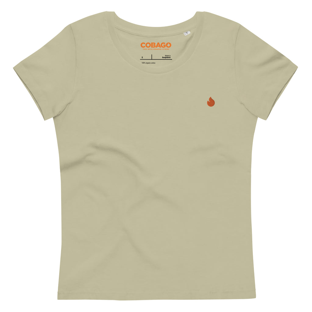 Embroidered Orange Candela Women's fitted eco tee