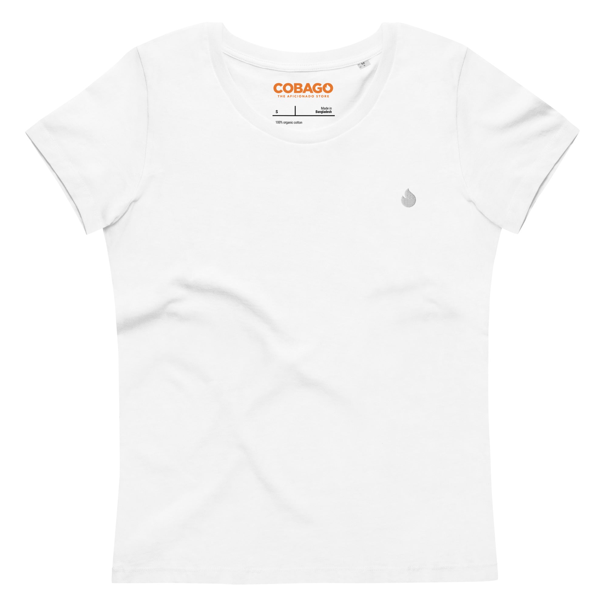 Embroidered White Candela Women's fitted eco tee