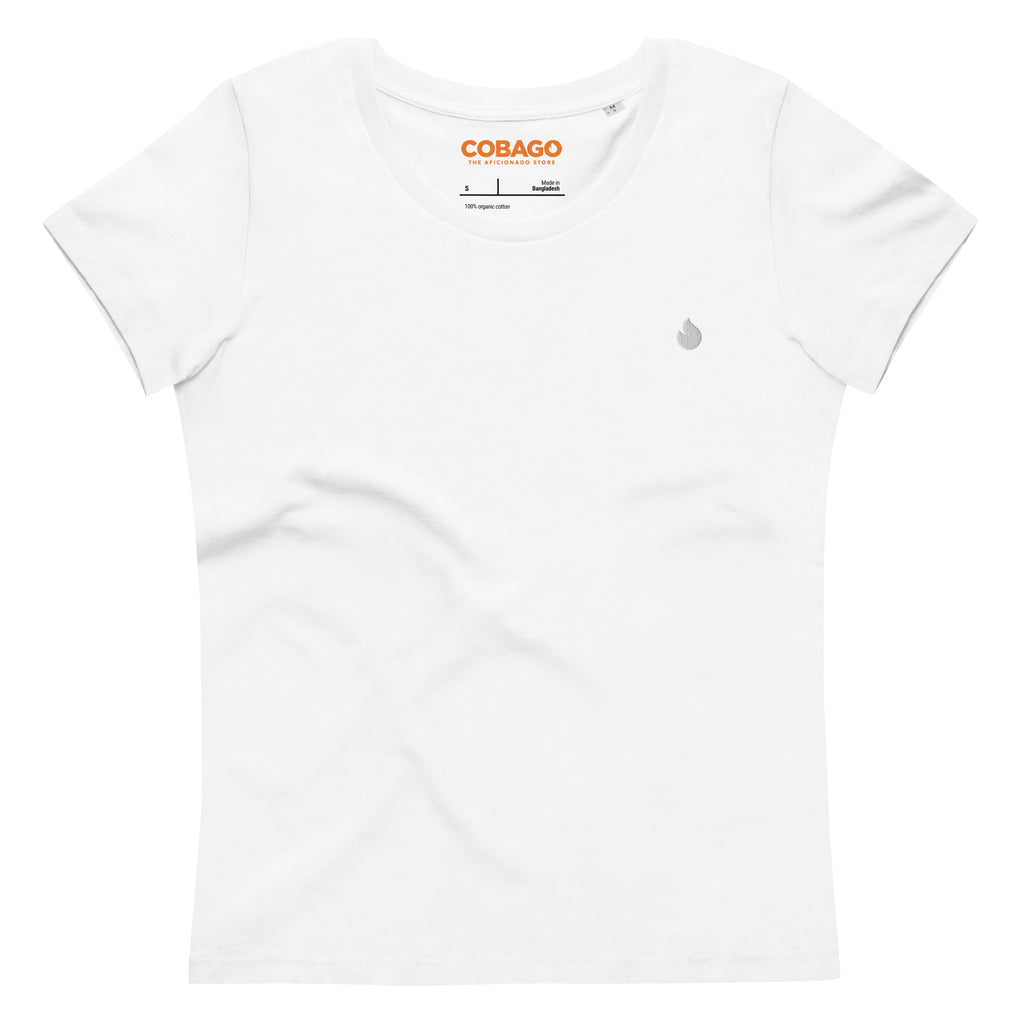 Embroidered White Candela Women's fitted eco tee