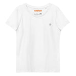 Embroidered White Candela Women's fitted eco tee