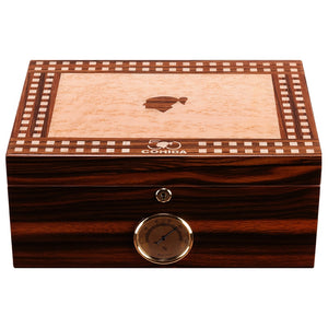 Double Layer Luxury Piano Finish Humidor with Humidifier Hygrometer