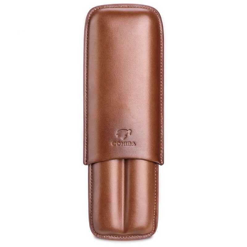Brown Portable Travel Leather Case Holds 2