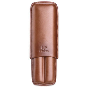 Brown Portable Travel Leather Case Holds 2